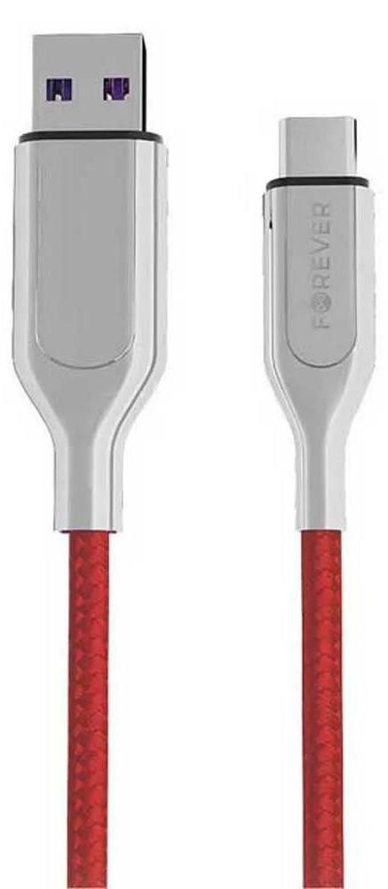Forever Core Ultra Fast 5A 1M USB-A naar USB-C kabel, rood