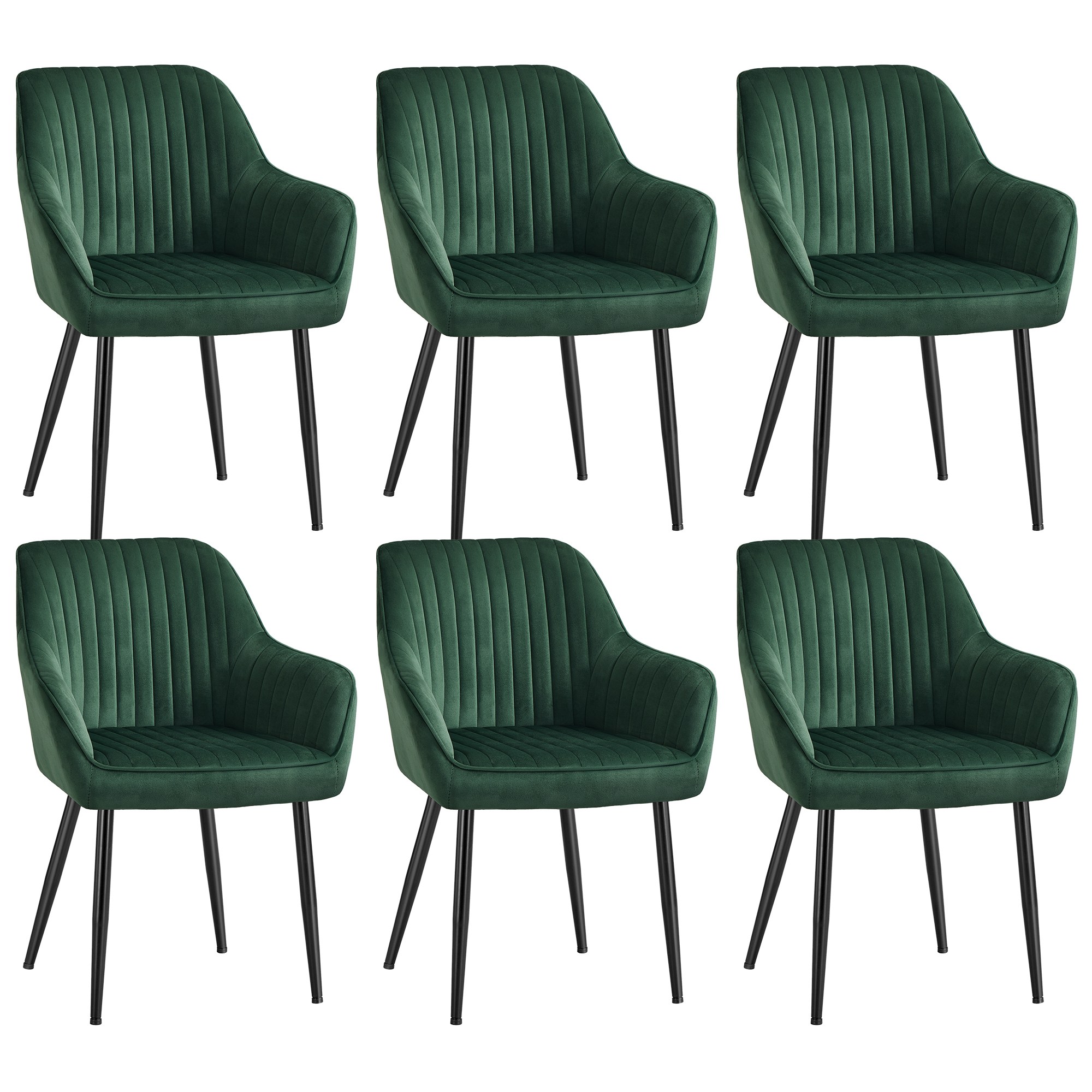 SONGMICS Esszimmerstühle 6er Set mit Samtbezug Grün B34LDC087C01-6