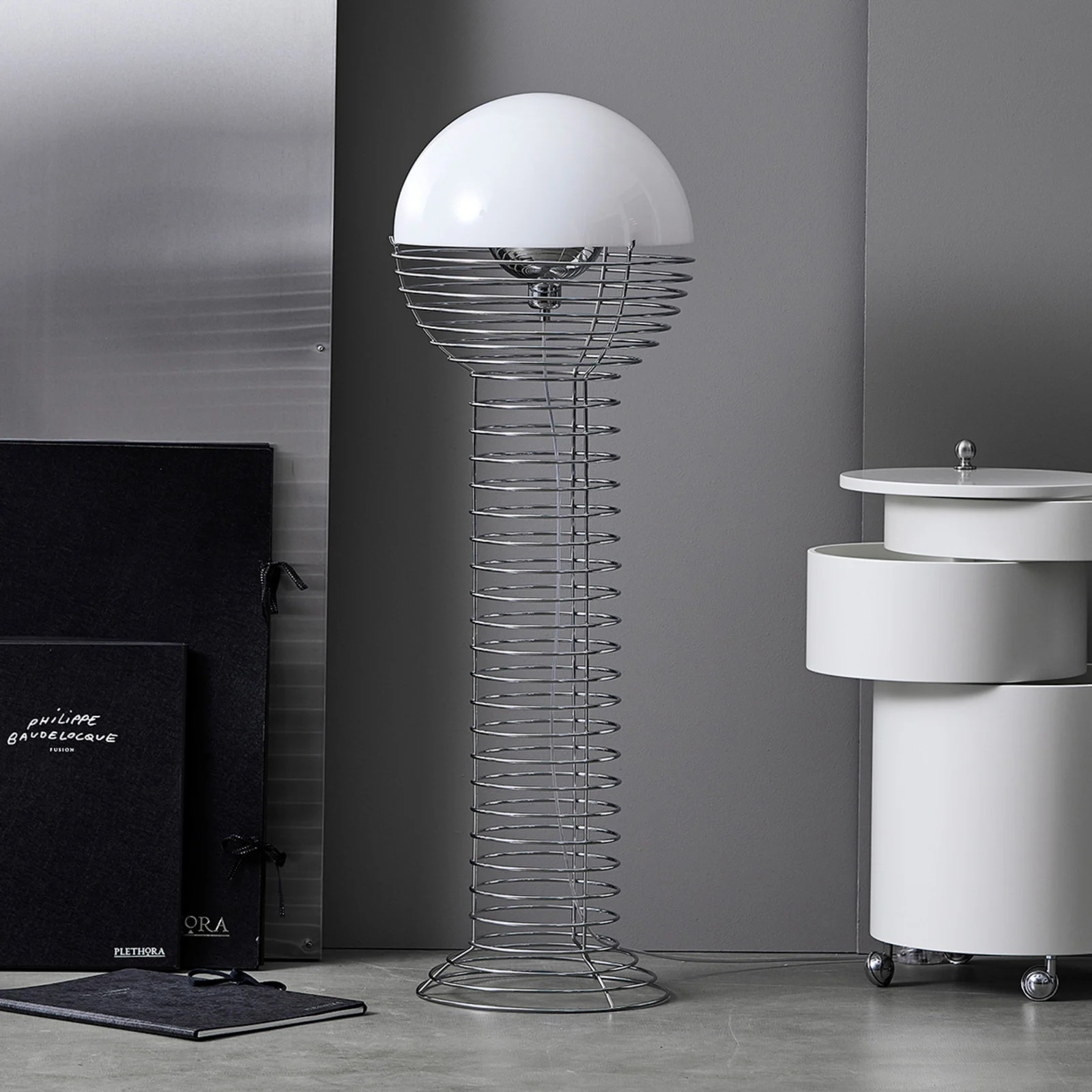 Verpan Wire Design Vloerlamp - Chroom/Wit - Metaal