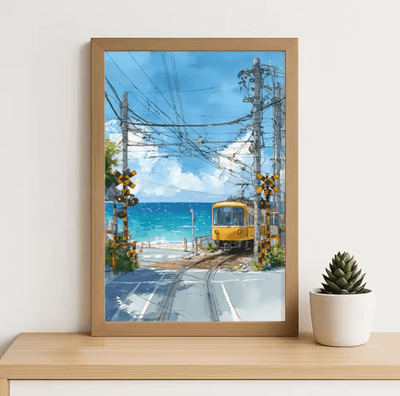 Inspire Picks Tokyo Rainy Night Railway Canvas Print Retro Japanese Cityscape Wall Art Decor 18 40x60cm No Frame
