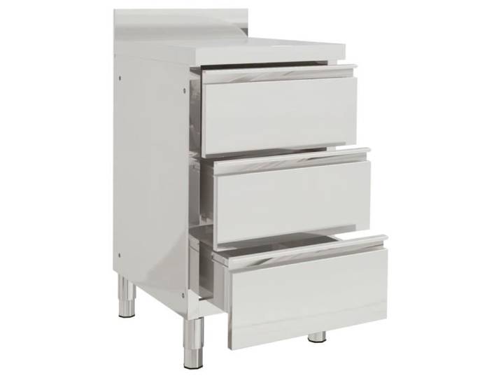 Armoire de cuisine commerciale - DUOKON - 3 tiroirs - Acier inoxydable - 50x60x(95-96)cm - Blanc