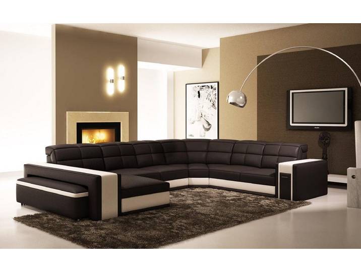 JVmoebel Ecksofa Elegantes schwarzes Ecksofa aus italienischem Leder mit Polsterung, Made in Europa