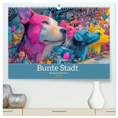 Bunte Stadt - Einzigartige Bewohner (hochwertiger Premium Wandkalender 2027 DIN A2 quer), Kunstdruck in Hochglanz