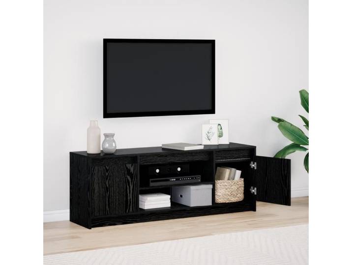 Meuble TV - - Chêne Noir - 139 5x34x50 cm - 2 Portes - Design Contemporain