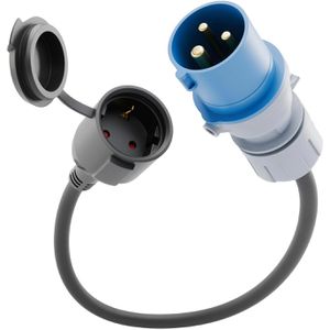 Absina CEE-Adapter 911008, Länge 0,5 m, CEE 16A / 230V auf Schutzkontakt 230V, IP44