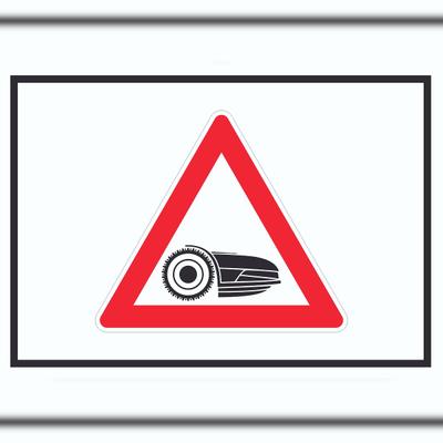 HB-Druck Achtung Mähroboter mit Symbol Schild A4 (210x297mm)