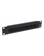 InLine 10" Kabel Durchführungsplatte mit Bürste 1HE RAL 9005 schwarz Kabel-Durchführungsblende Bürsteneinsatz zur strukturierten Verkabelung im Serverschrank Öffnung ca. 185x18 mm Höhe (19109G)