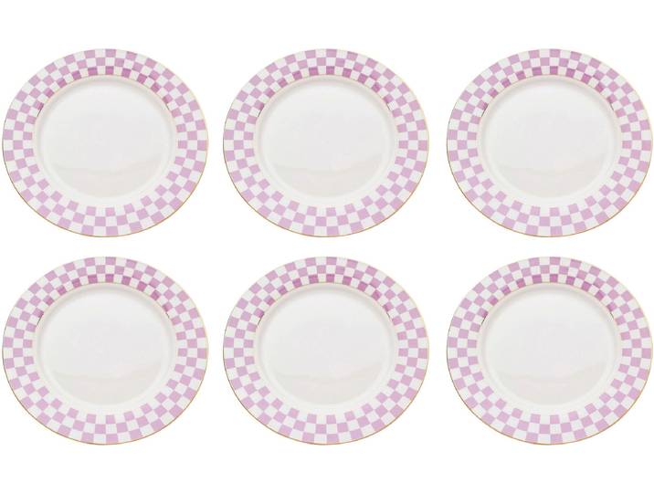 Teller KARE DESIGN Harlequin Lila , lila, H:1,5cm Ø:21cm, Fine Bone China Porzellan, Speiseteller, Teller, verschiedene Grössen, aus Porzellan