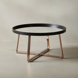 KADIMA DESIGN Couchtisch Rund Gold, Metall und Glas, eleganter Wohnzimmertisch, 78x42,5 cm.