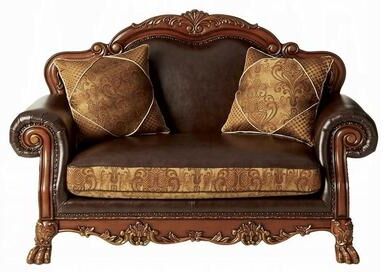 CDecor Adison Brown Upholstered Rolled Arms Loveseat