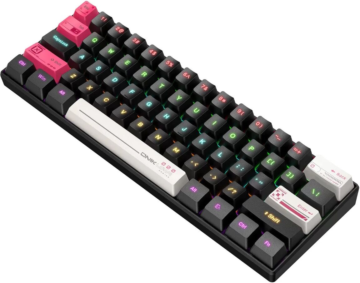 INF Wired 61-Tasten mechanische Tastatur – kompaktes 60% Layout, mechanische braune Schalter, mehrfarbige Beleuchtung, 17