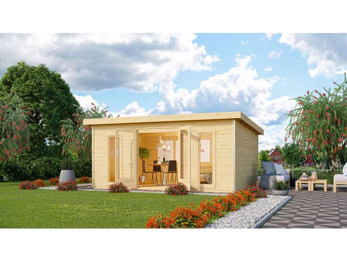 Gartenhaus KARIBU Rabensee 4 , beige (naturbelassen), Holzwerkstoff, Gartenhäuser, Gartenhaus, naturbelassen