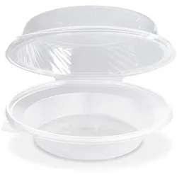 VEPATIM 25x Salatschalen klar mit angehängtem Domdeckel 1700ml PP