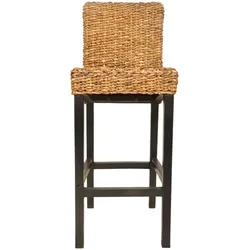 Helloshop26 - Set aus zwei Designer-Barhockern Sitzfläche aus braunem Mango- und Abacaholz