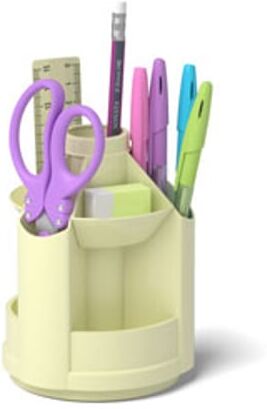 WHITE LABEL Mini organizador de secretária  Giratório   Amarelo pastel