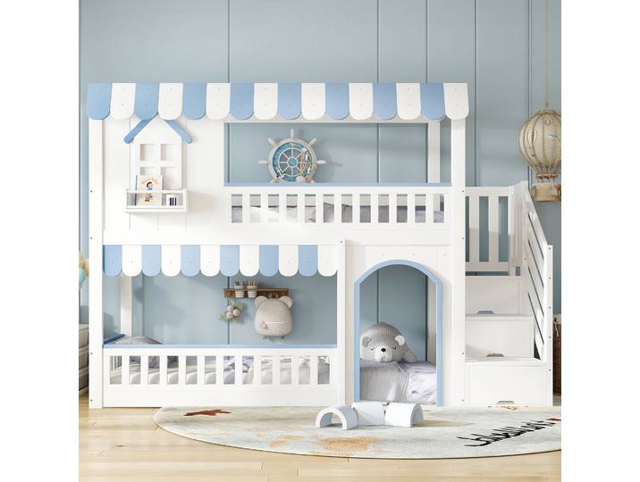 Lits superposés en bois massif, hauts et bas, pour 2 personnes, lits superposés pour enfants, avec matelas, meubles de chambre à coucher