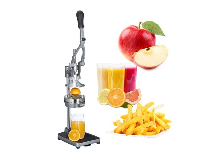 Relaxdays Saftpresse Silber manuell Hebel 3-in-1, Silberfarben, Metall, Kunststoff, 17.5x47.5x40.5 cm, Küchenzubehör, Küchenhelfer, Küchenpresse