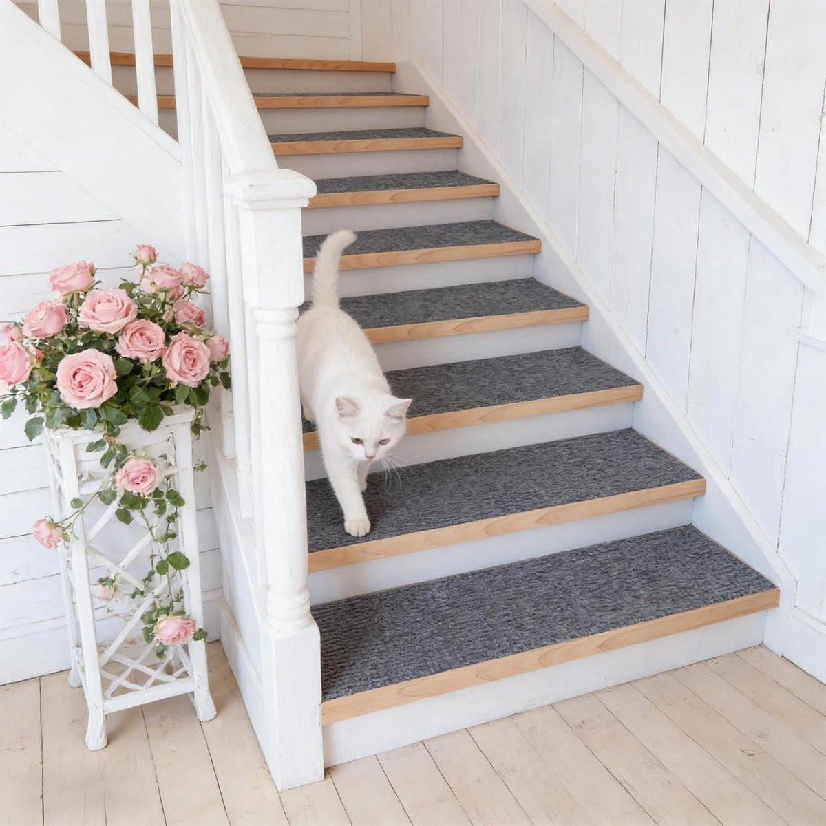 Set van 5 antislip trapmatten voor extra veiligheid op de traptreden, 24 x 64 cm