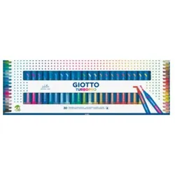 Giotto, Marker, Turbo Pro Dual Tip Marker Pens, Round Shape, Assorted Colors, 30 Count (30x)