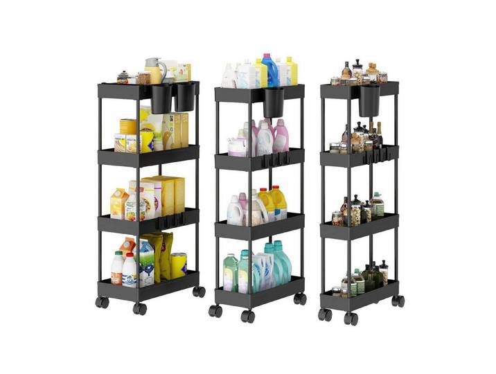 LuxusKollektion Rollwagen 3er Rollwagen Set Schwarz, (3 St)