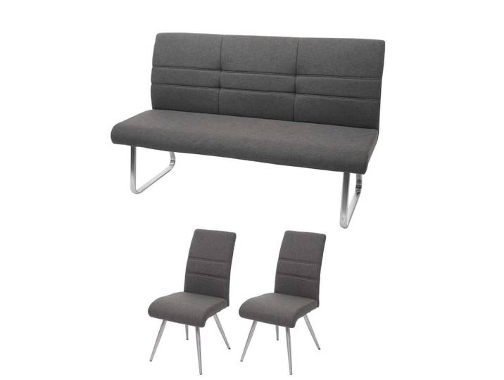 Jamb Esszimmer-Set Grau 3er-Set, Textil, 160x99x68 cm, Esszimmer, Stuhl