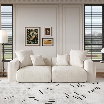 AVEX HOME 102'' Corduroy Loveseat Sofa Large Modular Cloud Couch