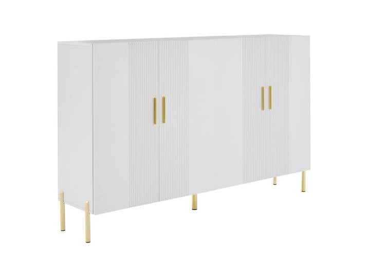 Buffet multifonctionnelle moderne blanc mat 4 portes