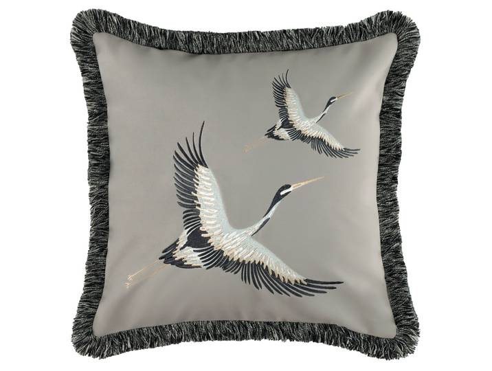 Dekokissen Trail , grau, B:45cm L:45cm, Obermaterial: 100% Polyester, SCHÖNER WOHNEN-KOLLEKTION, Dekokissen_Sitzkissen_Kissenhüllen, Dekokissen, mit aufwendiger Stickerei