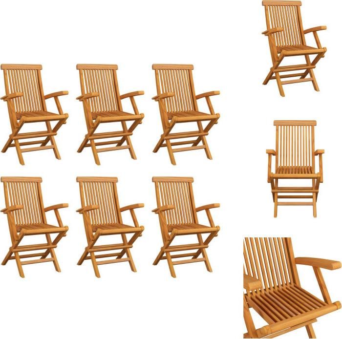 vidaXL Klappbare Gartenstühle 6 Stk. Massivholz Teak - Gartenstühle