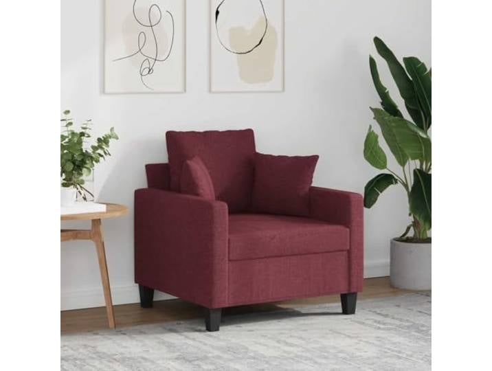 HEFZGDB Weinroter Sessel 60 cm Stoff Polsterstuhl mit Metallgestell, strapazierfähiger Bezug atmungsaktiv und langlebig, dick gepolsterte Sitzfläche für Entspannung Lesen Fernsehen,
