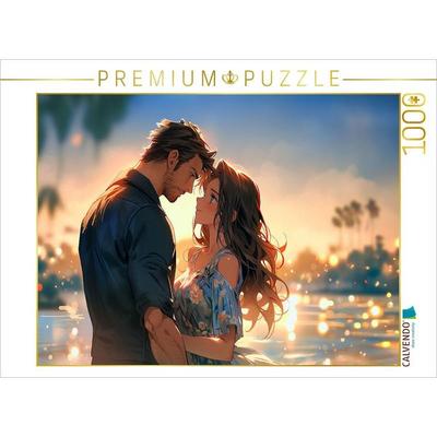 CALVENDO Puzzle Pärchen im Manga Style am Strand | 1000 Teile Lege-Größe 64x48cm Foto-Puzzle für glückliche Stunden