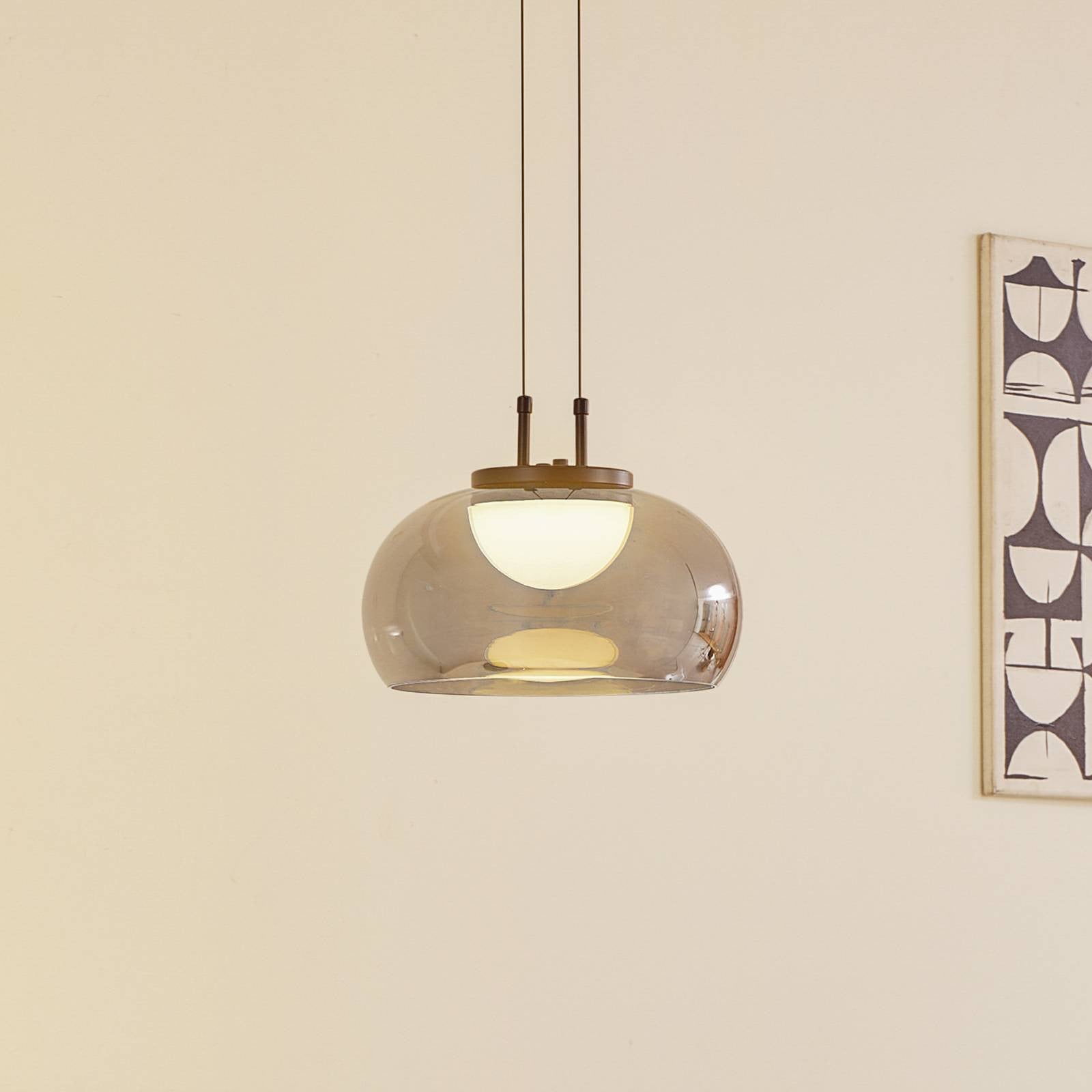Lucande Dain LED Hanglamp - Grijs - Glas en Metaal - Modern