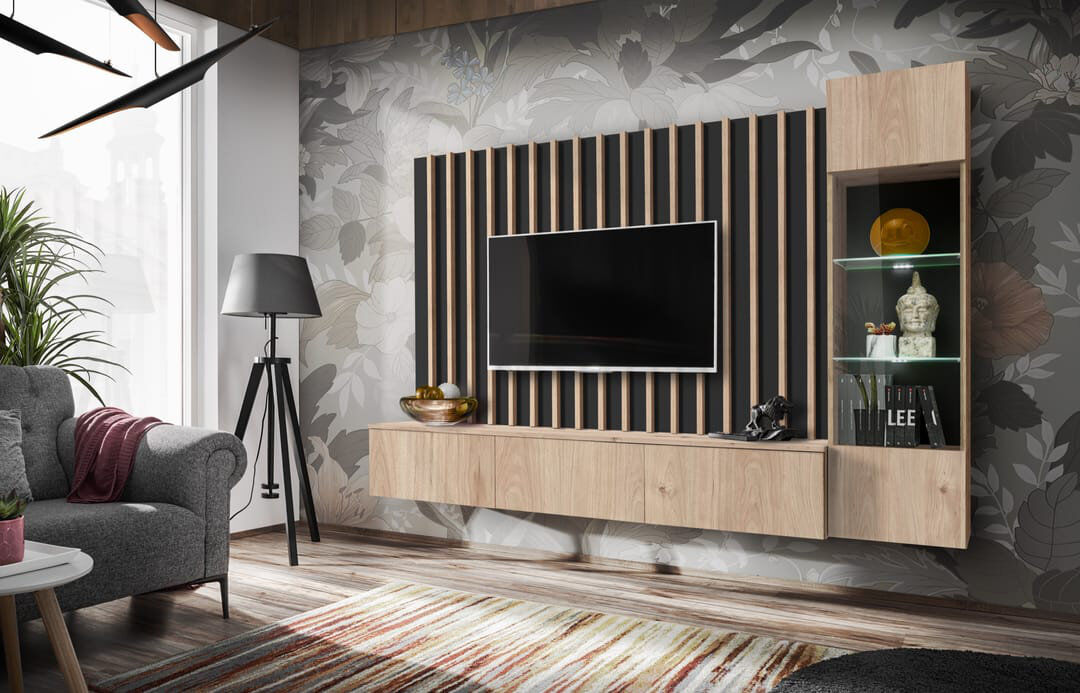 Brayden Studio Caloway TV Stand for TVs up to 75" Oak 75"