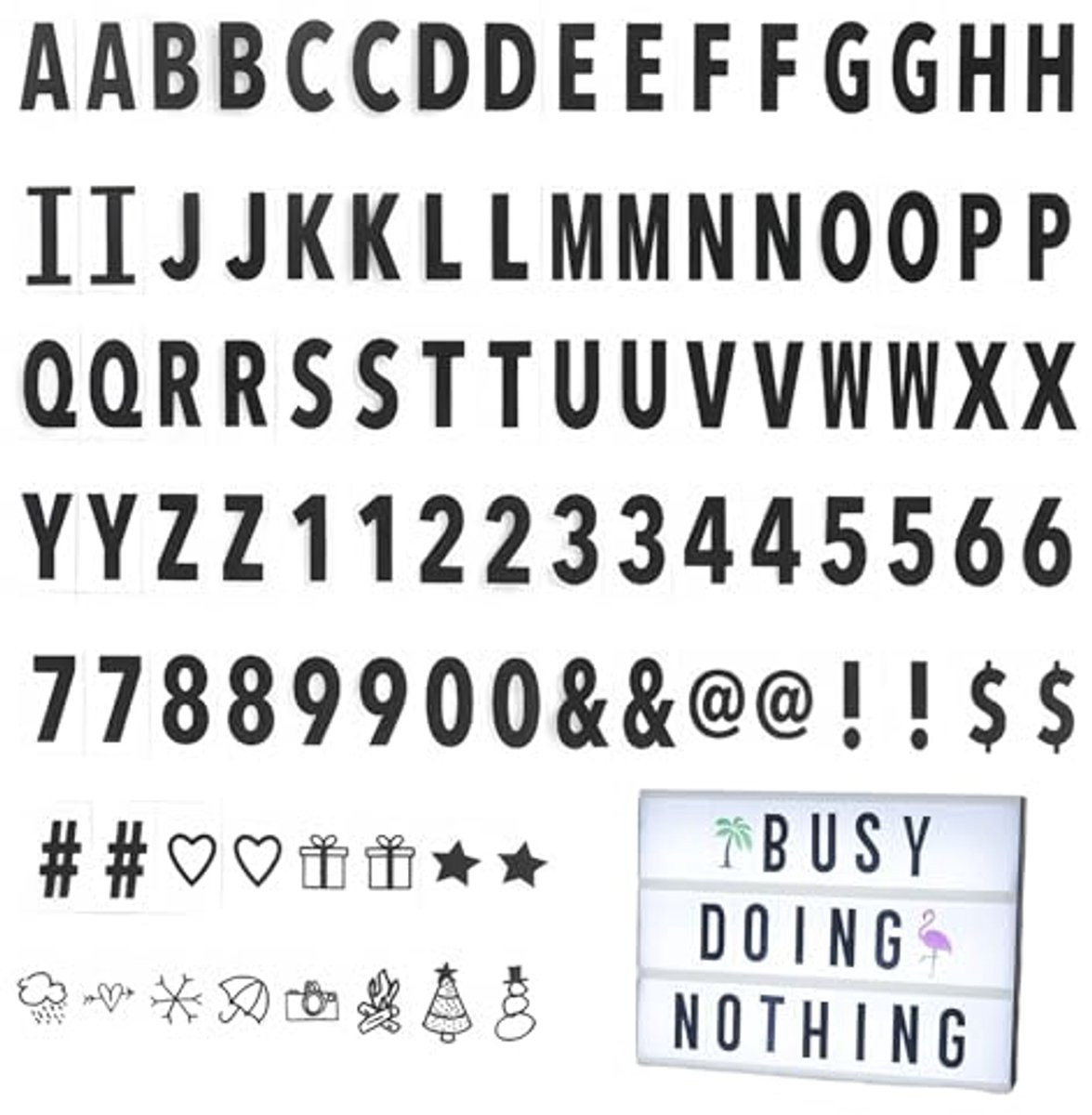 Decoratieve Letterlampjes en Aanvullingsset voor Lightbox met Letters, Cijfers en Symbolen
