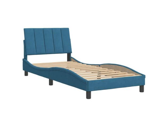 Cadre de lit simple - CLOUD - sans matelas - bleu 90x200 cm - velours LL0000273720