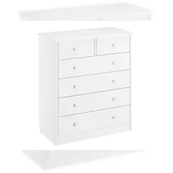 Erst-Holz Kommode weiß Sideboard Anrichte Kiefer massiv 2+4 Schubladen 90.50-13W