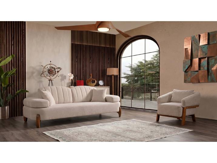 JVmoebel Polstergarnitur Beiges Wohnzimmer-Set 2-Sitzer-Sofa Sessel hohe Qualität, (2-tlg), Made in Europa