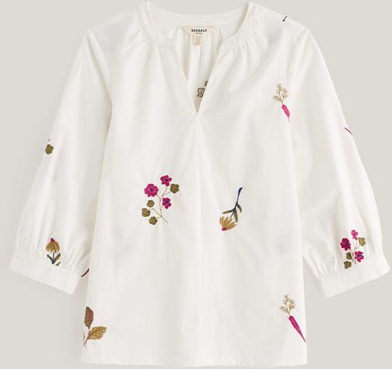 Seasalt Grace Embroidered Top Flora Embroidery Chalk