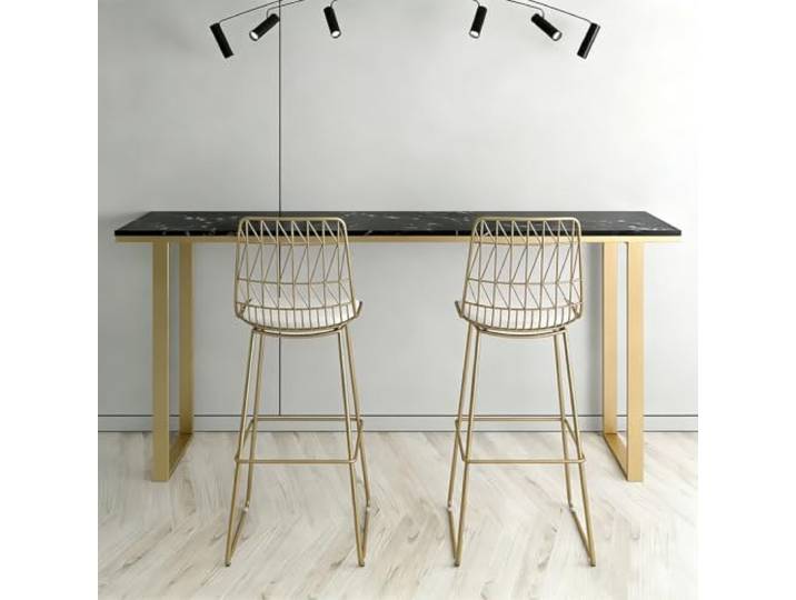 Bar‑Tisch, Moderner Stehtisch Mit Sinterstein‑Tischplatte & Metallbeinen Hohe Standfestigkeit in Theken‑Höhe, ideal für Küche, Hausbar, Fensterbereich und Wohnzimmer