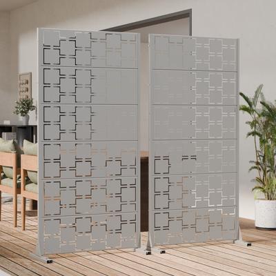 Lirago 2Pcs Outdoor Freestanding Metal Privacy Screen Decorative Partition Panel for Patio Garden Balcony