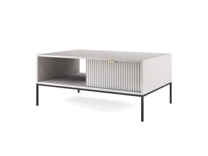 Lomadox Sofatisch Couchtisch in grau, Fußgestell schwarz, Griffe goldfarben