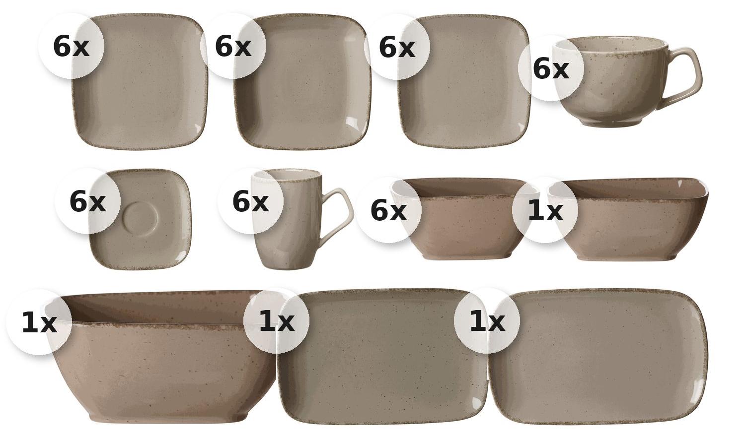 Kaffee- und Tafelservice 46 tlg. Casa grau