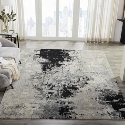 KALATY Solaris Grey Abstract Hand Knotted Wool Area Rug