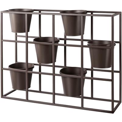 Übertopf CREATIV HOME "Raumteiler für Pflanzen", braun, B:65cm H:52cm T:17cm, Metall, Pflanzgefäße, mit 6 Töpfen