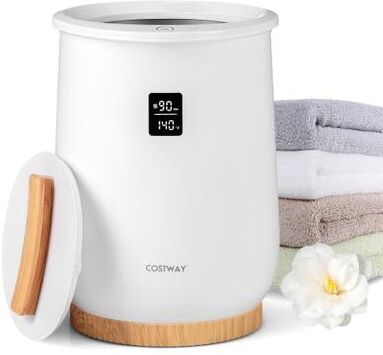 Costway 20L Large Heated Towel Warmer with LED Display and Button Control-White