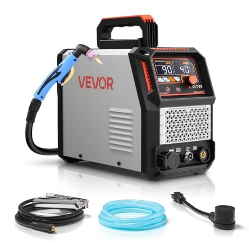 VEVOR Plasmasnijder 65A met Non-Touch Pilot Arc, Dual Voltage 110V/220V, Digitaal Display en IGBT-omvormer, Zilver/Oranje