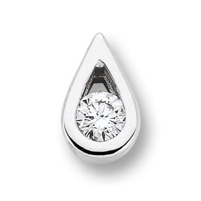Kette mit Anhänger ONE ELEMENT "0.05 ct Diamant Brillant Tropfen Anhänger aus 585 Weißgold", silber, Halsketten, Damen, 0,05, Gold Weißgold 585, Gold, Weißgold 585, Damen Schmuckset - Set mit verstellbarer Halskette
