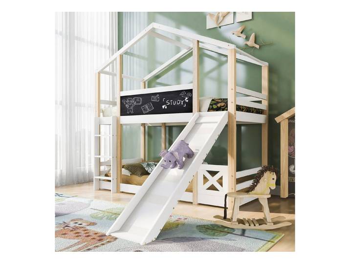 HAUSS SPOLE Kinderbett Etagenbett Baumhaus Kinderbett Hochbett Funktionsbett Hausbett (90 x 200 cm mit Lattenrost ohne Matratze), Hochwertiges Material