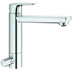 Grohe BauEdge Einhand-Spültischarmatur, Ausladung 222mm, mittelhoch, schwenkbar, integrierte Vorabsperrung, 31696000