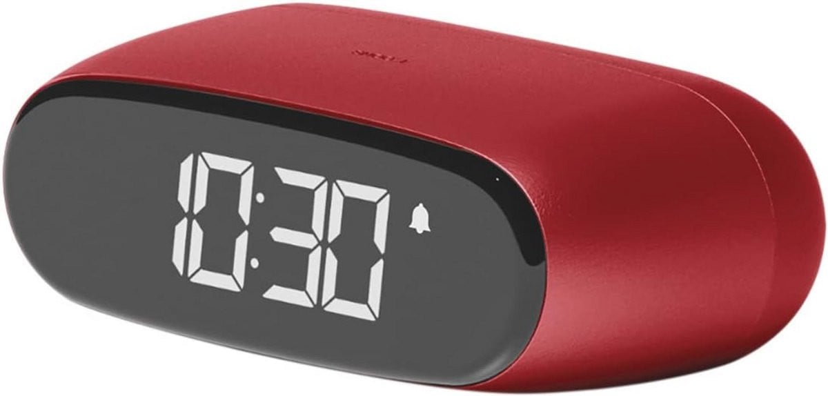 Compacte Mini Wekker met LCD-display, Touchbediening en Sluimerfunctie - Donkerrood